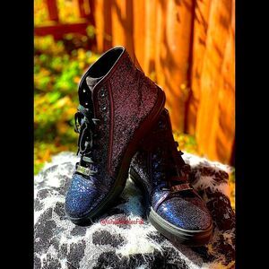 Gucci Nappa Glitter Galactica High Top Blue Sneakers Size 6.5 RARE